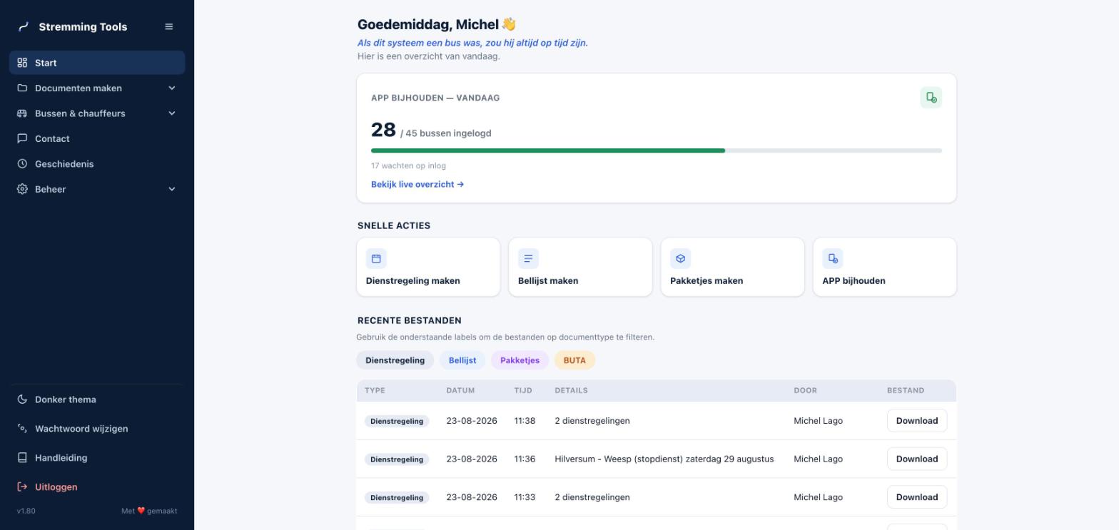 Stremming Tools dashboard